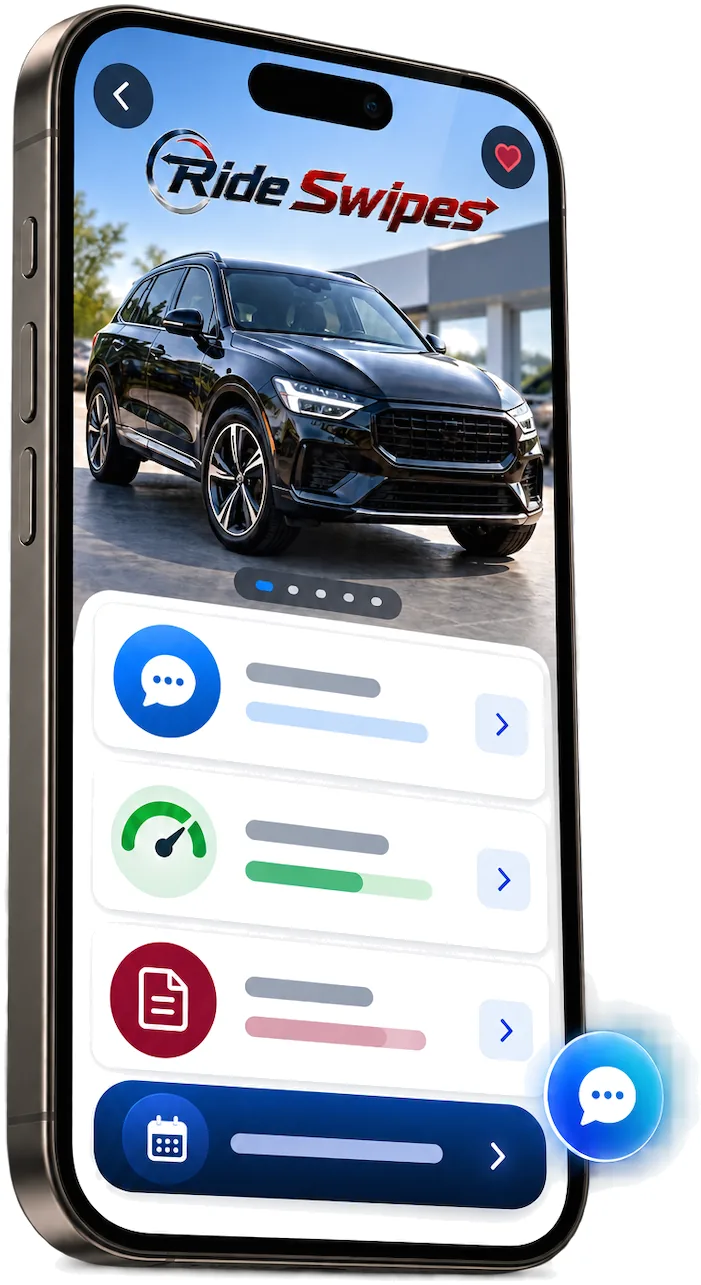RideSwipes dealer connection, appraisal and financing interface.