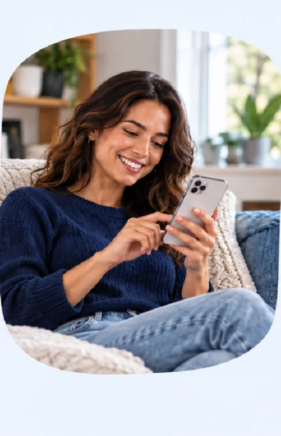 A shopper exploring available vehicles through the RideSwipes mobile experience at home.