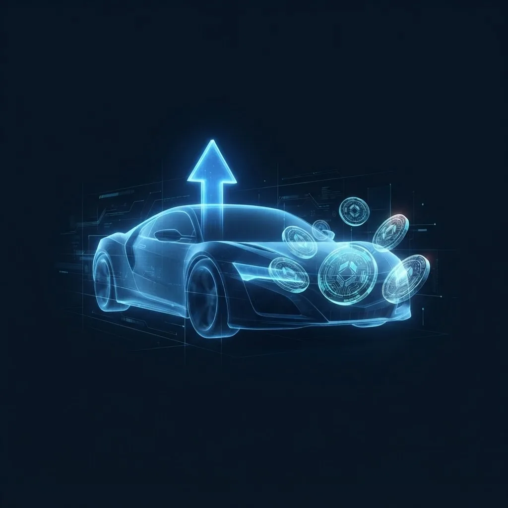 Illustrative graphic of a vehicle with a rising value arrow