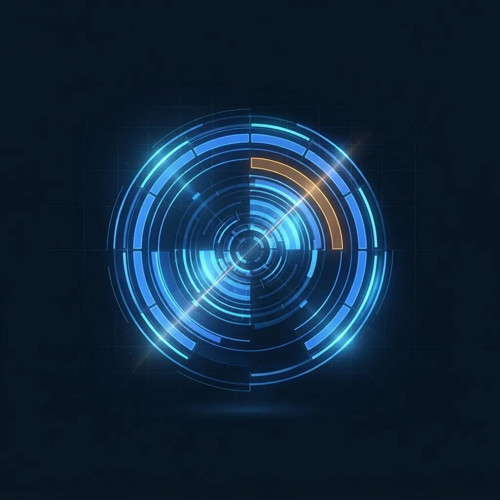 Illustrative graphic of a digital speedometer dial